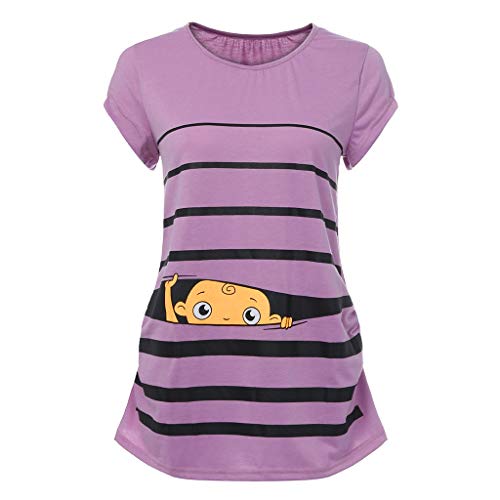 Chupete Papa El Mejor Tops Baby Cute T-Shirt Blusa de Maternidad a Rayas con Estampado de Manga Corta para Embarazadas Camiseta Padre Y Hijo