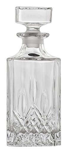 Amlong Crystal Lead Free Crystal Liquor Decanter with Stopper, Rectangular