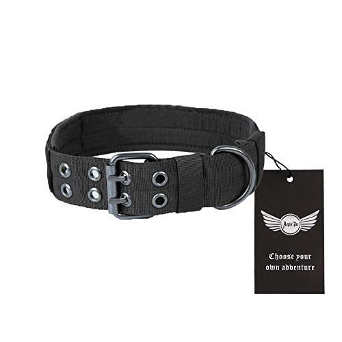 AegisTac Tactical Dog Collar Training Service Rescue Hiking Walking Molle Nylon Dog Collar (Black, M(14.6-17.7"))