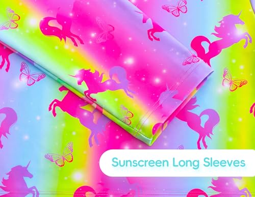 Image of Girls Swimsuit Long Sleeve Rush Guard Bathing Suit Swimwear with Bikini Bottom Sun Protection