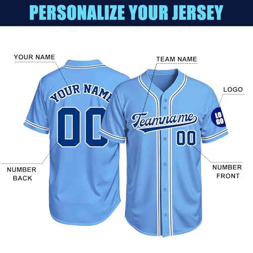 Image of Custom Baseball Jersey Personalized Stitched or Printed Name Number Baseball Shirt Sports Uniform Gifts for Men Women Youth