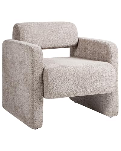 Beliani Bouclé Sessel im Retro-Stil Wohnzimmer Akzentstuhl Beige Taupe Hallsberg