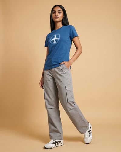 Image of Nobero Women's Graphic Printed T-Shirt | Regular Fit 180 GSM Cotton Tee for Women | Comfortable Round Neck Casual Wear