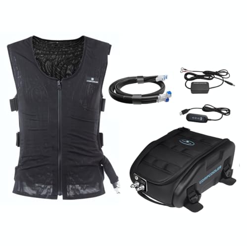 COMPCOOLER Motorcyclist Tank Bag Solo ICE Cooling System 3.5L Includes a Tubing-Lined Mesh Cooling Vest 12V DC(XL/2XL)
