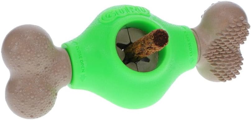 GURU Pet: Adjust-A-Chew - Medium - Dog Toy, Holds Various Shaped Treats & Bones, Bacon-Flavored Textured Ends, Durable Bone-Shaped, Interactive Play