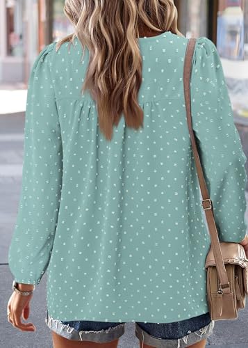 BETTE BOUTIK Womens Boho Fall Long Sleeve Shirts Crewneck Dressy Casual Blouses Trendy Flowy Tops