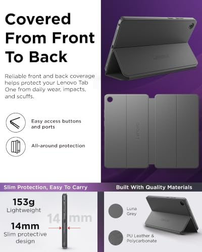 Image of Lenovo Folio Case for Lenovo Tab One Tablet - Luna Grey (ZG38C06914)