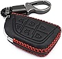 MJKEYAuto Black Leather 6 Buttons Smart Remote Key Fob Cover Chain Case for 2021 2022 2023 Cadillac Escalade CT5 CT6 CTS XT6