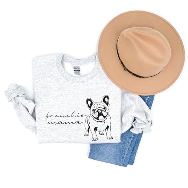 Frenchie Mama Sweatshirt, Cute French Bulldog Pet Parent Sweater, Dog Mom Gift, Dog Lover Shirt, Unisex Womens Crewneck Sweatshirt