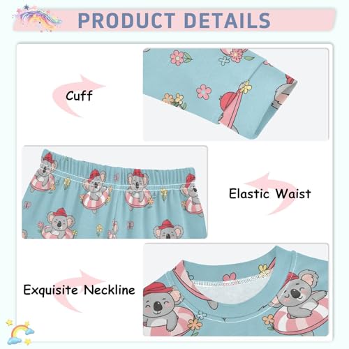 Pajama Sets Long Sleeve Cute Koala Bears on Floats Soft Comfy Sleepwear 2 Piece PJS 3-8T4