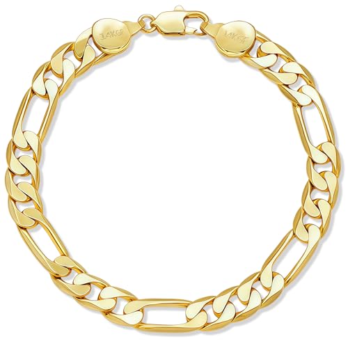 Pulsera Figaro de 7mm en Oro 14K para Mujer y Hombre miniatura 1
