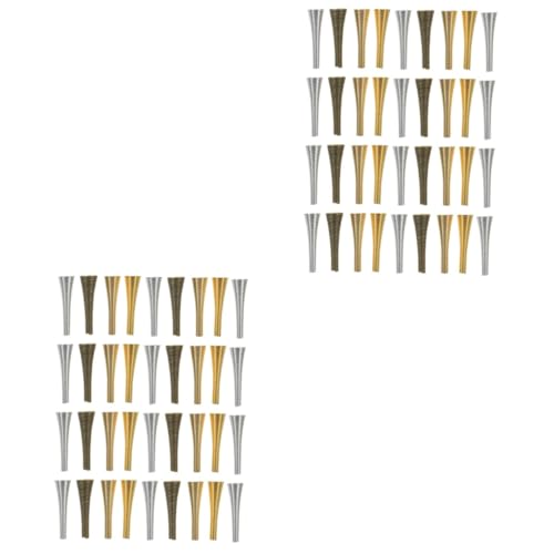 HOMSFOU 2sets Metal Embellishments Bead Caps for Jewelry Making DIY Bracelet Materials Long Cone Bead End Caps 36pcs*2