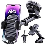 [2026 NEW] Car Phone Holder [Upgraded Strongest Suction & Clip] Cell Phone Mount for Dashboard Windshield Vent,Mobile Stand Base Truck Cradle for iPhone 17 Pro Max 16 15 14 13 12 X Samsung S25 Android