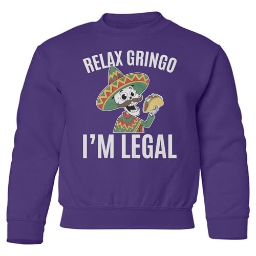 Relax Gringo Im Legal - Cinco De Mayo Skeleton Taco Youth Crewneck Sweatshirt