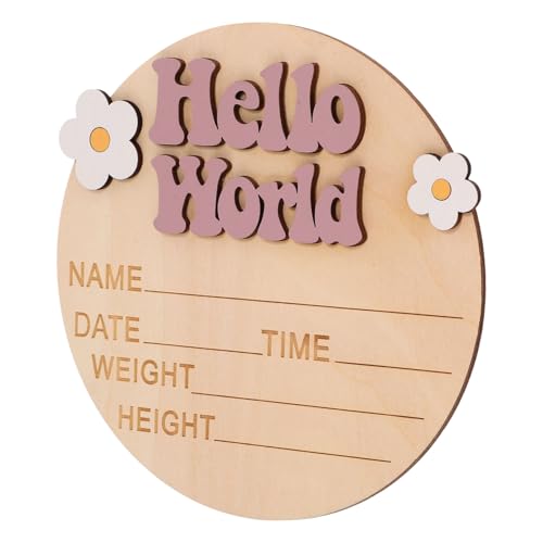 Abaodam Baby Name Sign for Nursery Birth Milestone Card Handmade Wood Plaque Newborn Welcome Dec