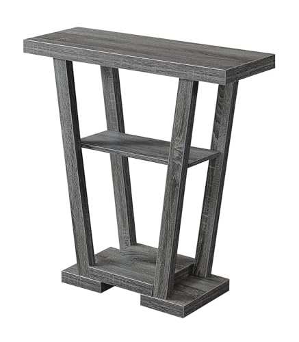 Convenience Concepts Newport V Console Table 31.5" - Modern Sofa Table with Storage Shelves, Narrow Entryway Hall Table for Living Room, Display Accent Table, Weathered Gray