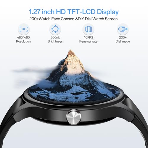 Image of Woneligo Smart Watch,1.57inch AMOLED Touchscreen Fitness Watch for iPhone & Android,Heart Rate /Sp02 /Sleep Monitor,110+ Sport Modes IP68 Waterproof Bluetooth Calls,2 Bands (Black, 1.27)