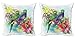 ABAKUHAUS Perroquet Lot de Housses de Coussin en 2 pièces, Fleurs Perroquets Amour, Impression Numérique Recto-Verso Zippée, 60 cm x 60 cm, Multicolore