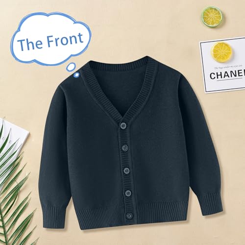 Kunyeah Toddler Boy Girls Cardigan Girl Soild Cotton Sweaters Boys V-Neck Long Sleeve Outerwear Kids Knit Tops for 3-7 Years2