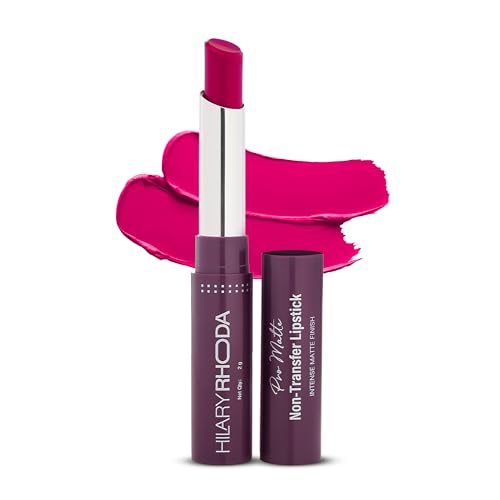 Image of Hilary Rhoda Pro Matte Non-Transfer Lipstick | Waterproof & Non-Transfer Lipstick | 12-Hour Long Stay | Smudge-Proof | Highly Pigmented Matte Finish Lipstick | 2g (Hot Pink - Shade 25)