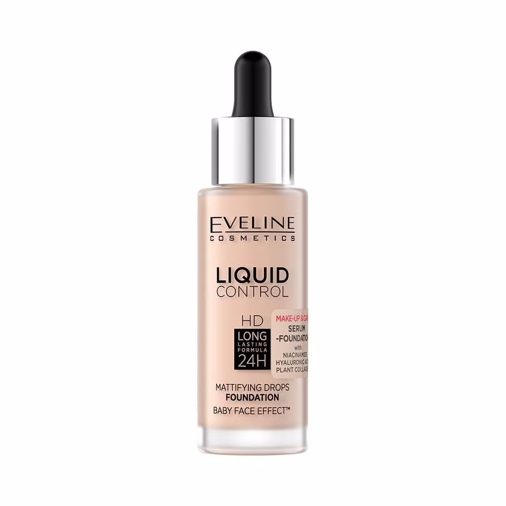 Fond de teint Liquid Control HD Eveline Cosmetics 010 niacinamide couvrant et fluide - 8