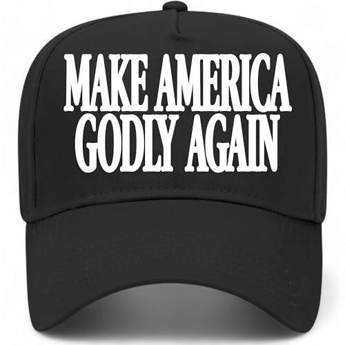 Make America Godly Again Hat | Premium Adjustable Christian Snapback Baseball Vintage Trucker Hats for Men & Women (US Alpha One Size Black)