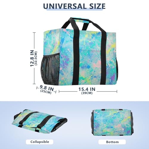 YETTASBIN Iridescent Large Foldable Travel Tote Bag, Lightweight Waterproof Swim Pool Bag with Handles & Pocket for Beach Outdoor, Reusable Grocery Bag for Kitchen, Shopping3