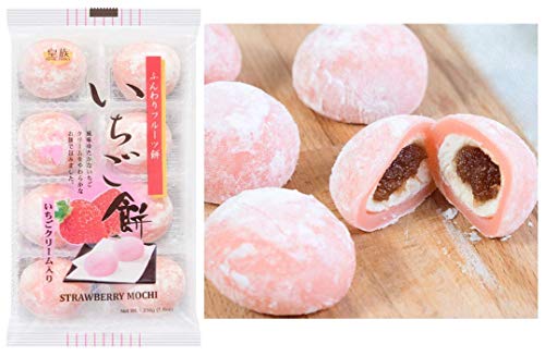 Japanese Mochi (Party Time) Fruits Daifuku (Rice Cake) Strawberry, Melon, Green Tea, Orange Flavors. (Strawberry+Melon+Mango)