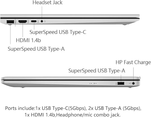 Image of HP 17 Laptop, 17.3 inch FHD Display, 8GB DDR5 RAM, 2TB SSD, AMD Ryzen 5 Processor(Beats i7-1165G7, Up to 4.3GHz), Windows 11 Pro, EUK Accessories, Silver, Video Editing Laptop