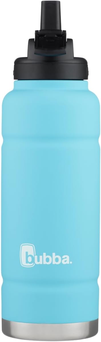 bubba Stainless Steel Trailblazer Water Bottle with Straw, Rubberized Blue, 40 oz