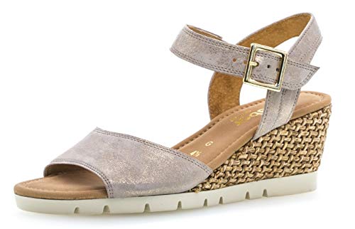 Gabor 22.842 Damen Sandalen,Keilsandalen, Frauen,Keilabsatz-Sandaletten,Keilsandaletten,Sommerschuh,flach,Comfort-Mehrweite,Muschel (Grata),6.5 UK