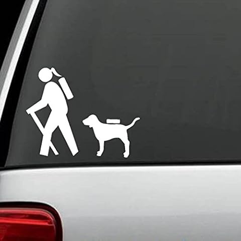 Bluegrass Decals Girl Hiker with Dog Hiking Camper Camping Decal Sticker Cover