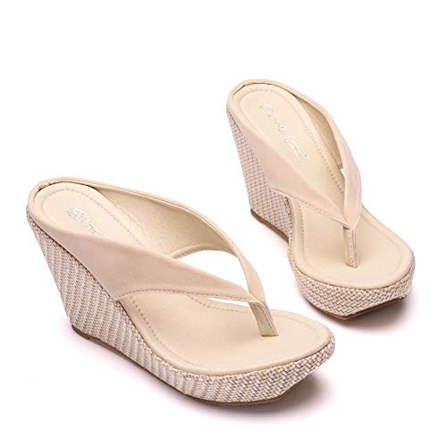 Crystal Queen Women Beach Sandals Platform Wedges Sandals High Heels Wedges Slippers Flip Flops White Flip Flops Plus Size3