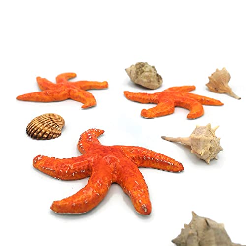 1Pc Handmade Ceramic Starfish Tile, Coastal Wall Decor For Home, Swimingpool Aquarium Or Fish Tank, Beach Lover Gift For Women (14Cm/5.2In Diameter, Orange) #TOP1