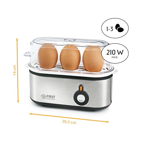 TZS First Austria Elektrischer Eierkocher 210W, 3 Eier, mit Messbecher und Eierstecher, für...