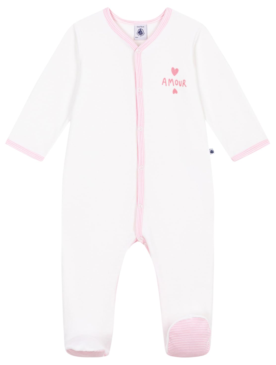 Petit Bateau A0g1j Girl's Nightwear 0-24, Marshmallow, 3 Months
