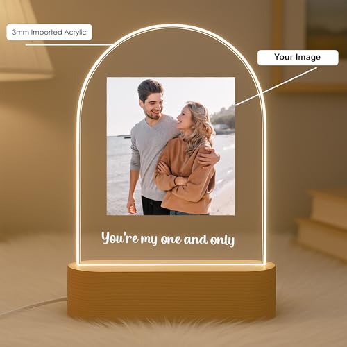 Image of Customized Photo Led Light With Adapter Frame for Couples | Personalized Picture Frame Wooden Stand | Custom Gift | Romantic Anniversary, Wedding, Birthday valentine's day for Gift Him or Her (Desgin 2)
