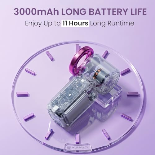 Image of Portronics Toofan Nano Rechargeable Handheld Mini Fan, 3000mAh Battery, 18000 RPM High-Speed Airflow, BLDC Motor, 5 Speed Modes, LED Display, Type-C Fast Charging, For Travel, Office, Makeup & Outdoor