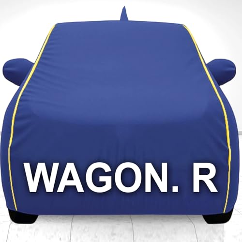 Image of 100% Waterproof Car Cover for WagnoR UV Protection, Dustproof, Windproof | Custom Fit with Mirror Pockets, Belt & Buckle | All Weather Outdoor Body Cover (Blue, WagnoR)