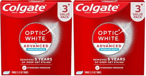 Image of Colgate Optic White Advanced Hydrogen Peroxide Toothpaste, 6 Pack, 3.2 oz