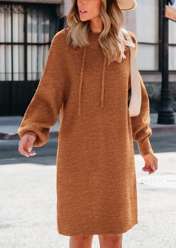 PRETTYGARDEN Womens Fall Sweater Dress Casual Long Sleeve Chunky Knit Pullover Oversized Hoodie Tunic Sweaters Winter Clothes