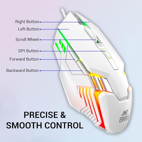 Image of Ant Esports MK710 V2 Membrane TKL Wired Gaming Keyboard Mouse Combo 87 UV Coated Mechanical feel Keys Cool RGB Backlight Keyboard,1200-3600 DPI Aero-Jet RGB Gaming Mouse with Type C Adapter Mercury