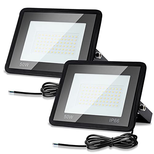 Cecaylie 2er 50W LED Strahler Außen, LED Fluter 6000K Kaltweiß 4250LM LED Scheiwerfer IP66 Wasserdicht LED Flutlicht Außenstrahler Außenleuchte für Werkstatt Garage Garten, M8224-YUY-2c Cecaylie 2er 50W LED Strahler Außen, LED Fluter 6000K Kaltweiß 4250LM LED Scheiwerfer IP66 Wasserdicht LED Flutlicht Außenstrahler Außenleuchte für Werkstatt Garage Garten, M8224-YUY-2c