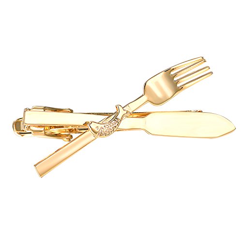 Yoursfs fork and knife tie clip for men culinary tie cl…