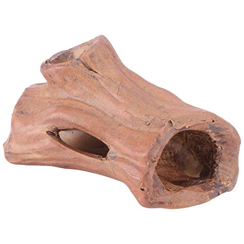 Bearded Dragon Habitat Hideout Ceramic Decoration Reptile Hideaway Cave Breeding House for Betta,Shrimp,Gecko,Turtle,Snake (Rotten Tree)
