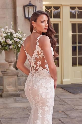 Mermaid Lace Wedding Dresses for Bride Spaghetti Strap Tulle V Neck Sleeveless Long Bridal Gown 20252