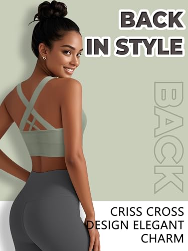 Image of Sports Bras for Women High Support, Multipack Padded Supportive Criss Cross Back Wireless Running Yoga Workout Bra