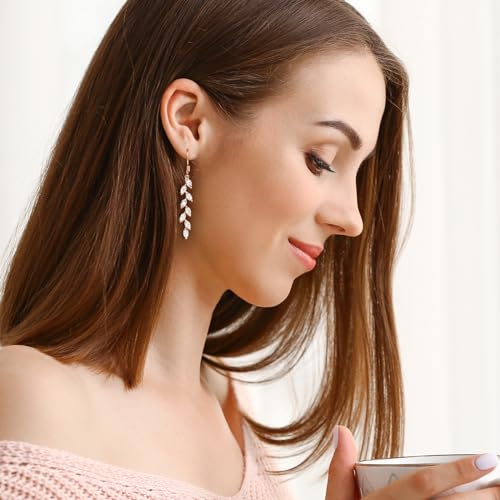 Handmade Leaf Earrings Crystal Wedding Dangle Earrings Brides Bridesmaid Gift for Women3