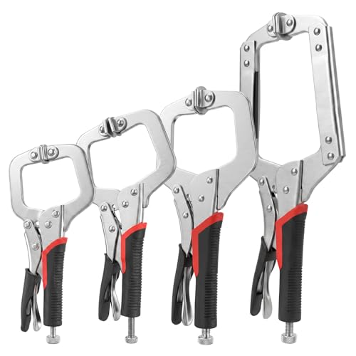 4 Pcs 6/9/11/14inch C Clamp Locking Pliers Vise Grip Clamps Heavy Duty Vise Grip Welding Clamp With Swivel Pads for Wood