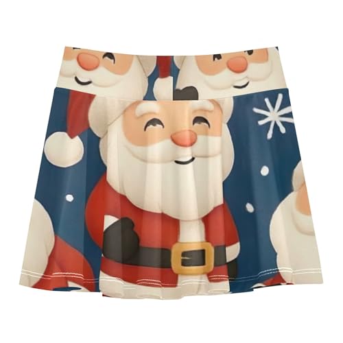 Dance Golf Girls Skorts Athletic Shorts Tennis Skirts Kids Pleated Skort Cute Santa Claus Snowflakes Blue 4t2
